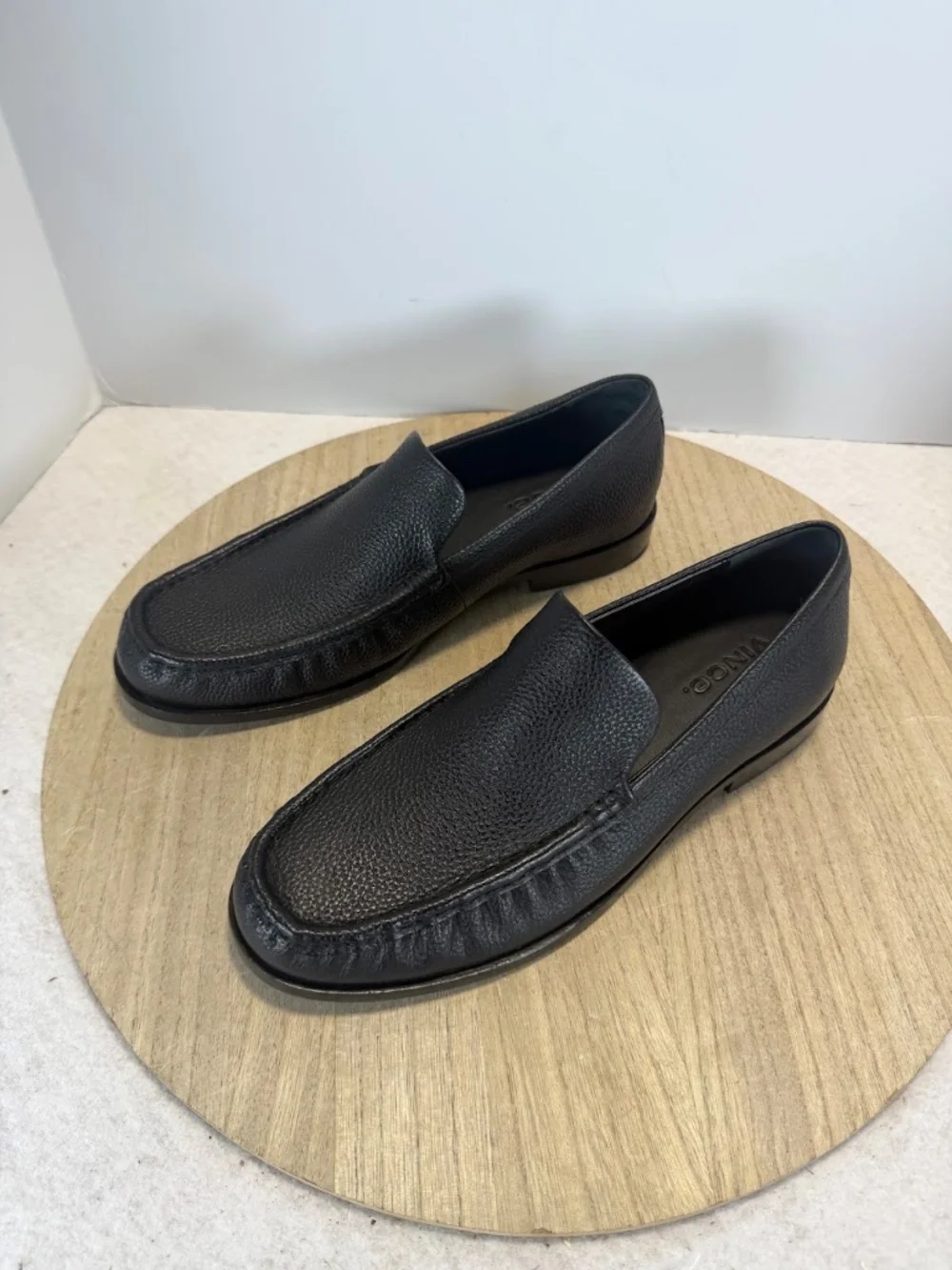 Vince Mens Black Pebbled Leather Slip On Loafers Dress Shoes US 10 EU 44